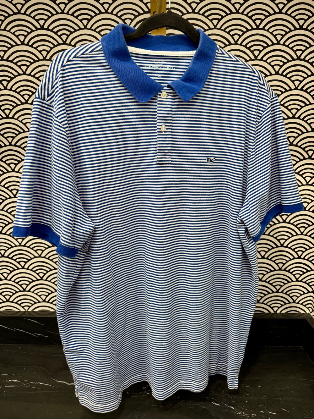 Vineyard Vines Blue & White Striped Polo
